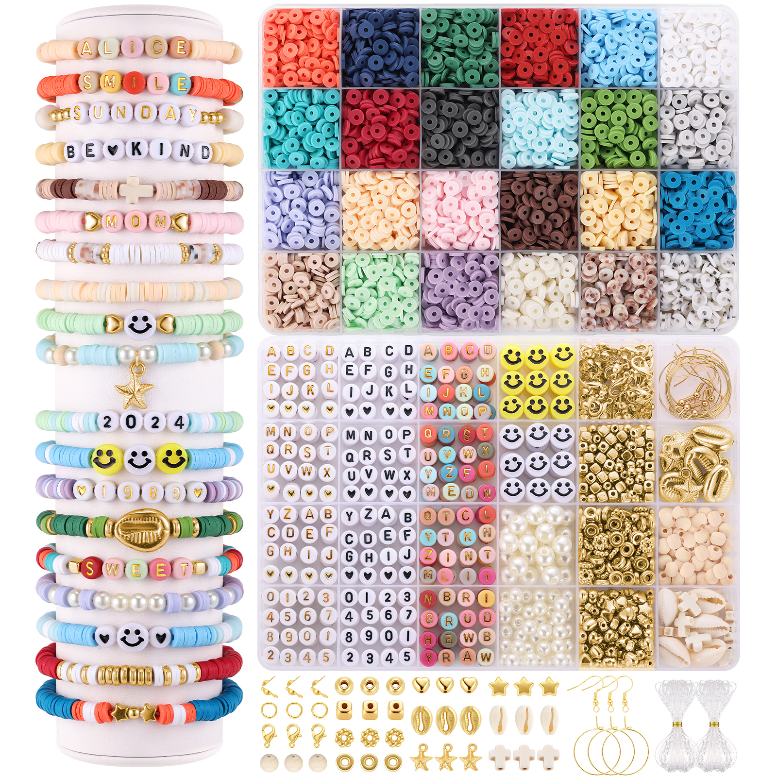 Funtopia Bracelet Making Kit, 7200+ Pcs Clay Beads for Bracelet Making, 24  Colors Morandi Polymer Clay Beads with Letter Beads & Wooden Beads &  Charms, Friendship Bracelets Kit Crafts Gift for Girls 